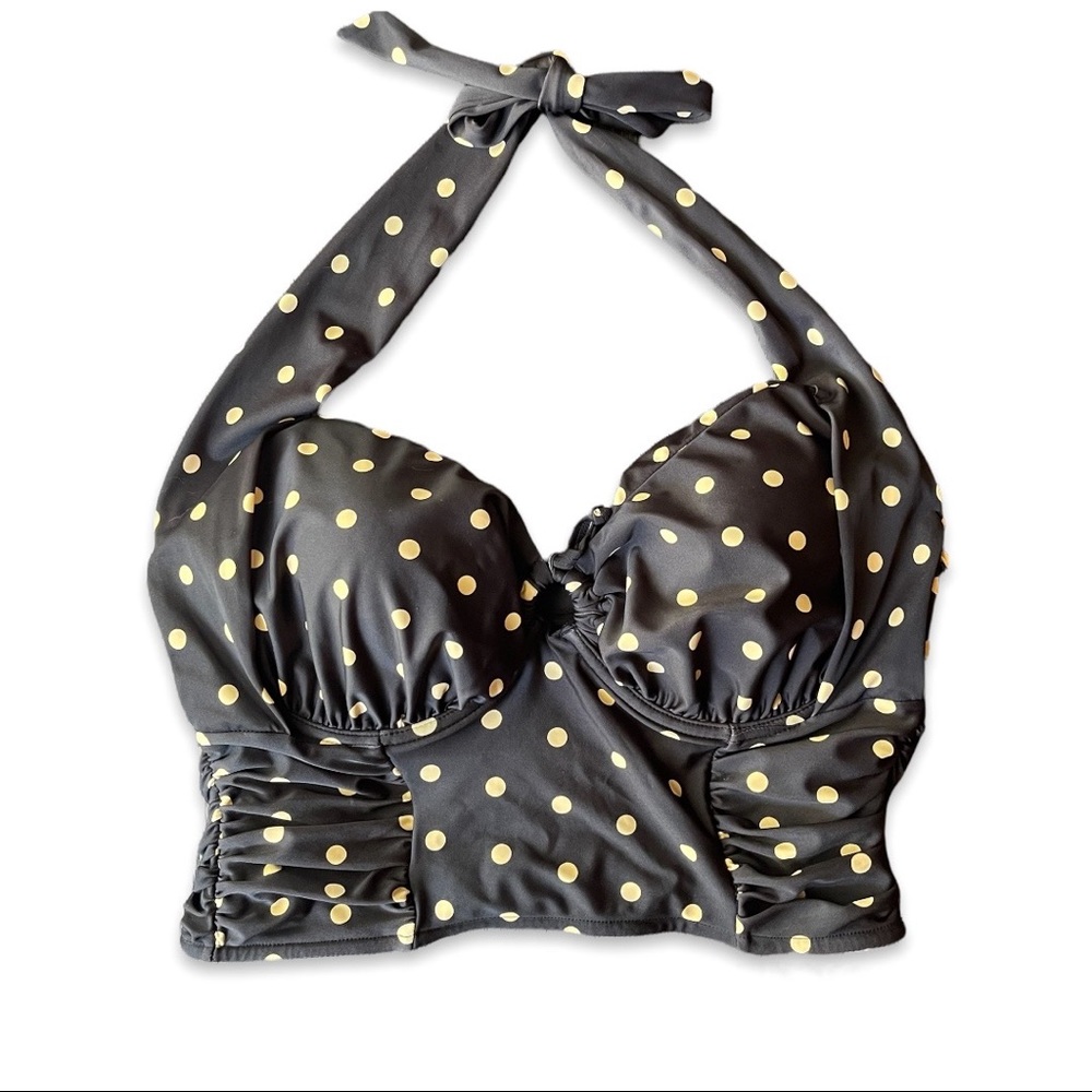 Unique Vintage Swim underwire polka dot top, XXL
